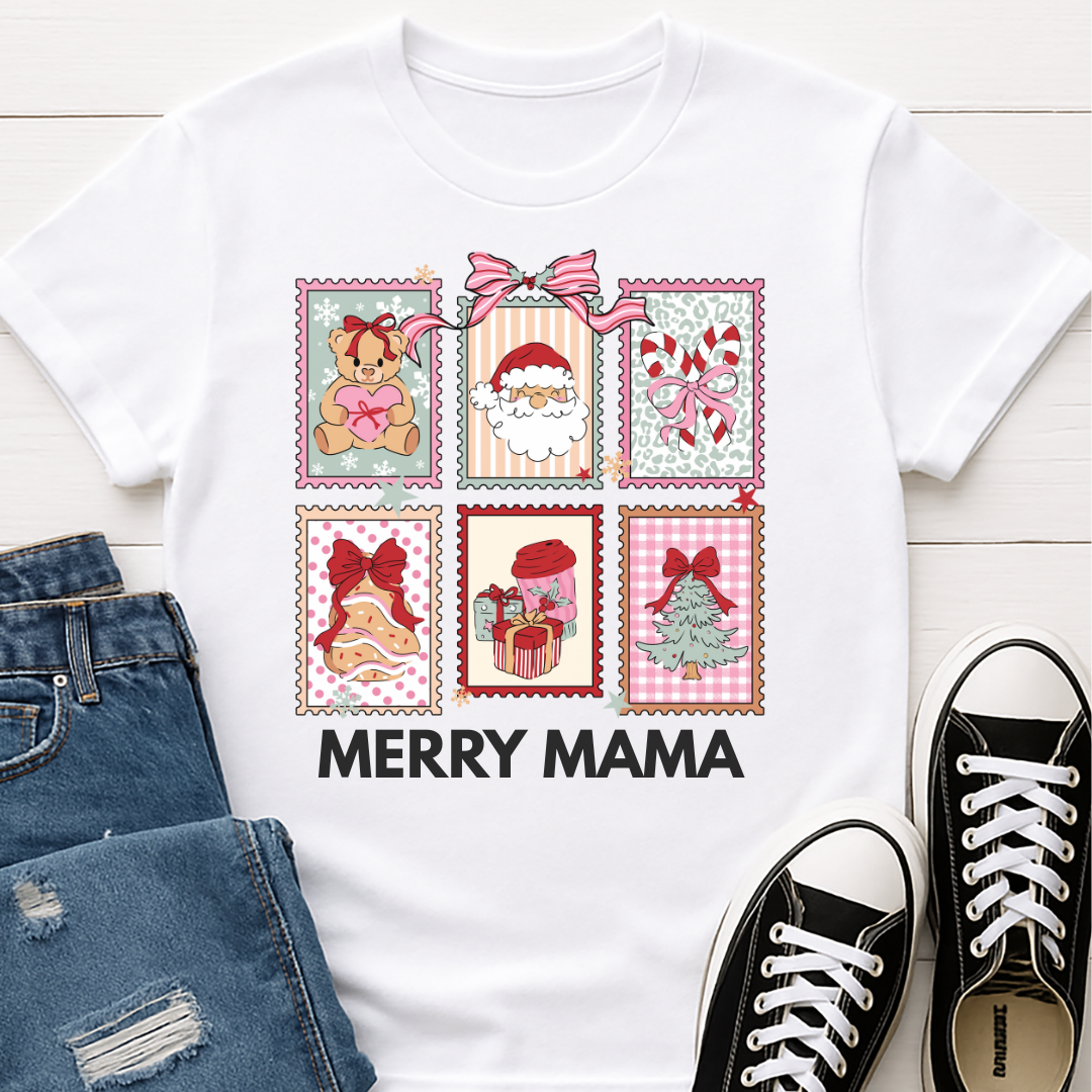 Merry Mama Stamps Christmas T-shirt