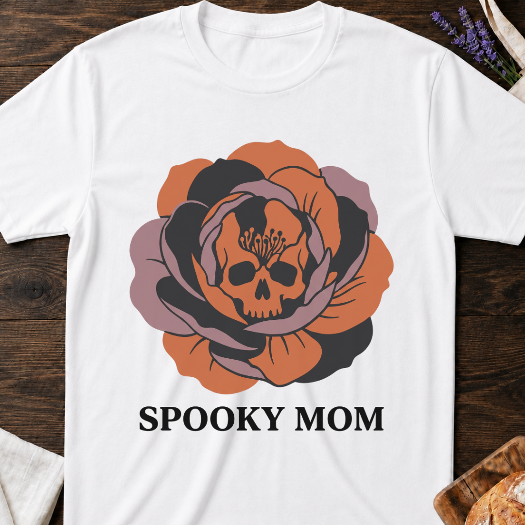 Spooky Mom T‑Shirt - Flower Skull Halloween Tee