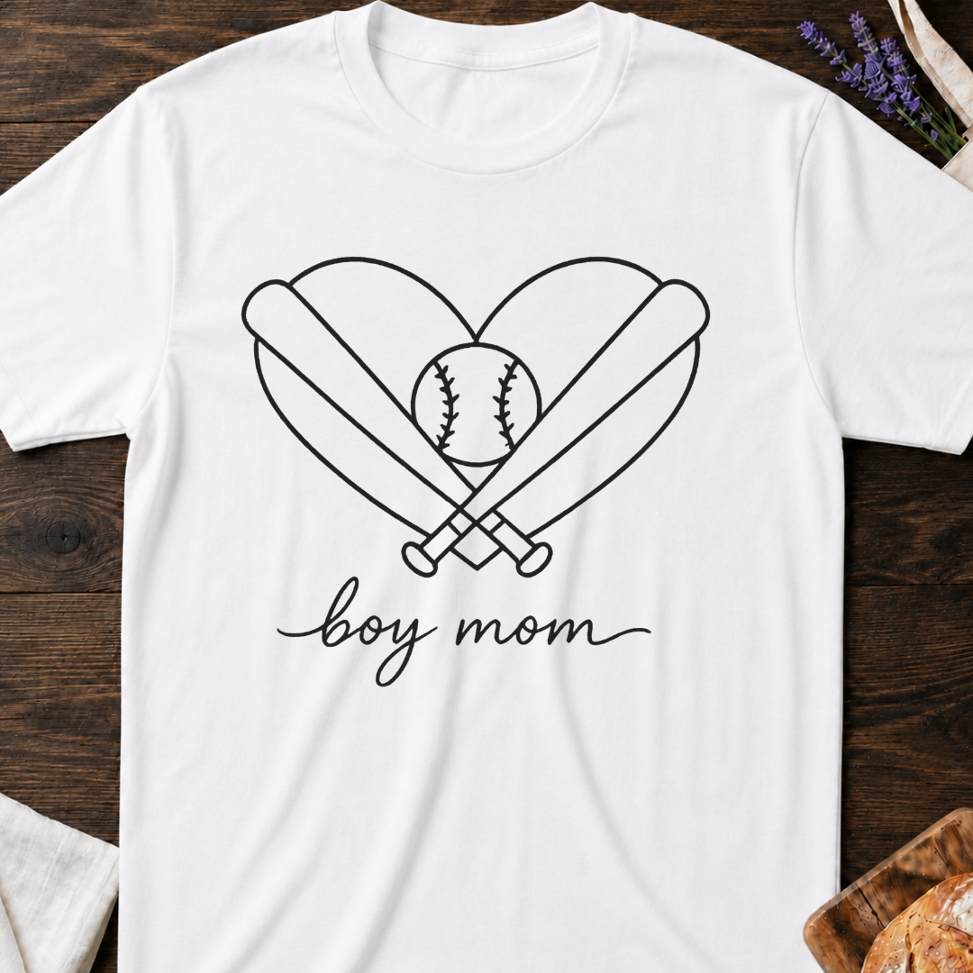Boy Mom Baseball Heart T-Shirt