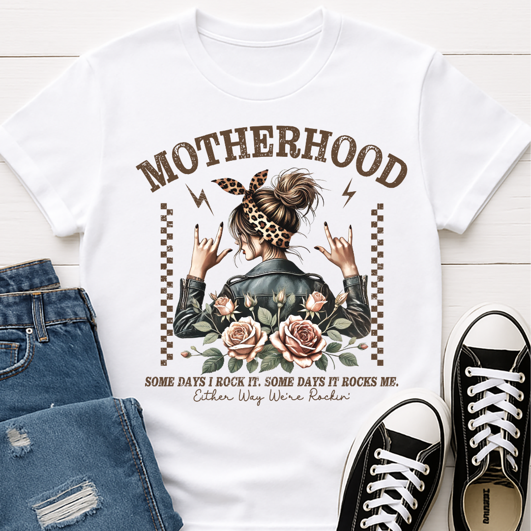 Motherhood Floral Grapic T-shirt - Some Days I Rock It