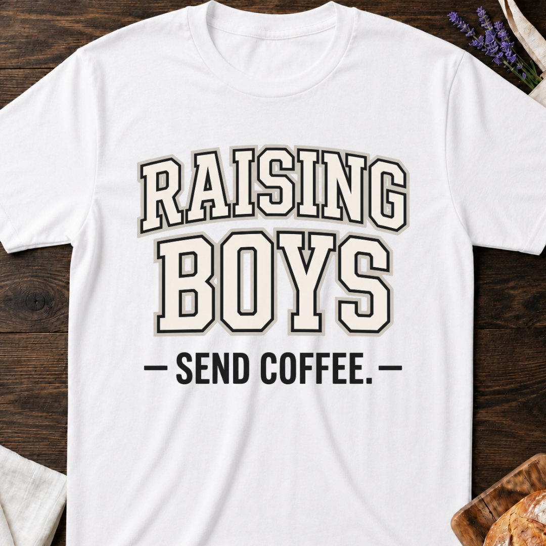 Raising Boys Coffee T-Shirt