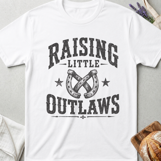 Raising Little Outlaws T-Shirt | Western Boy Mom Shirt