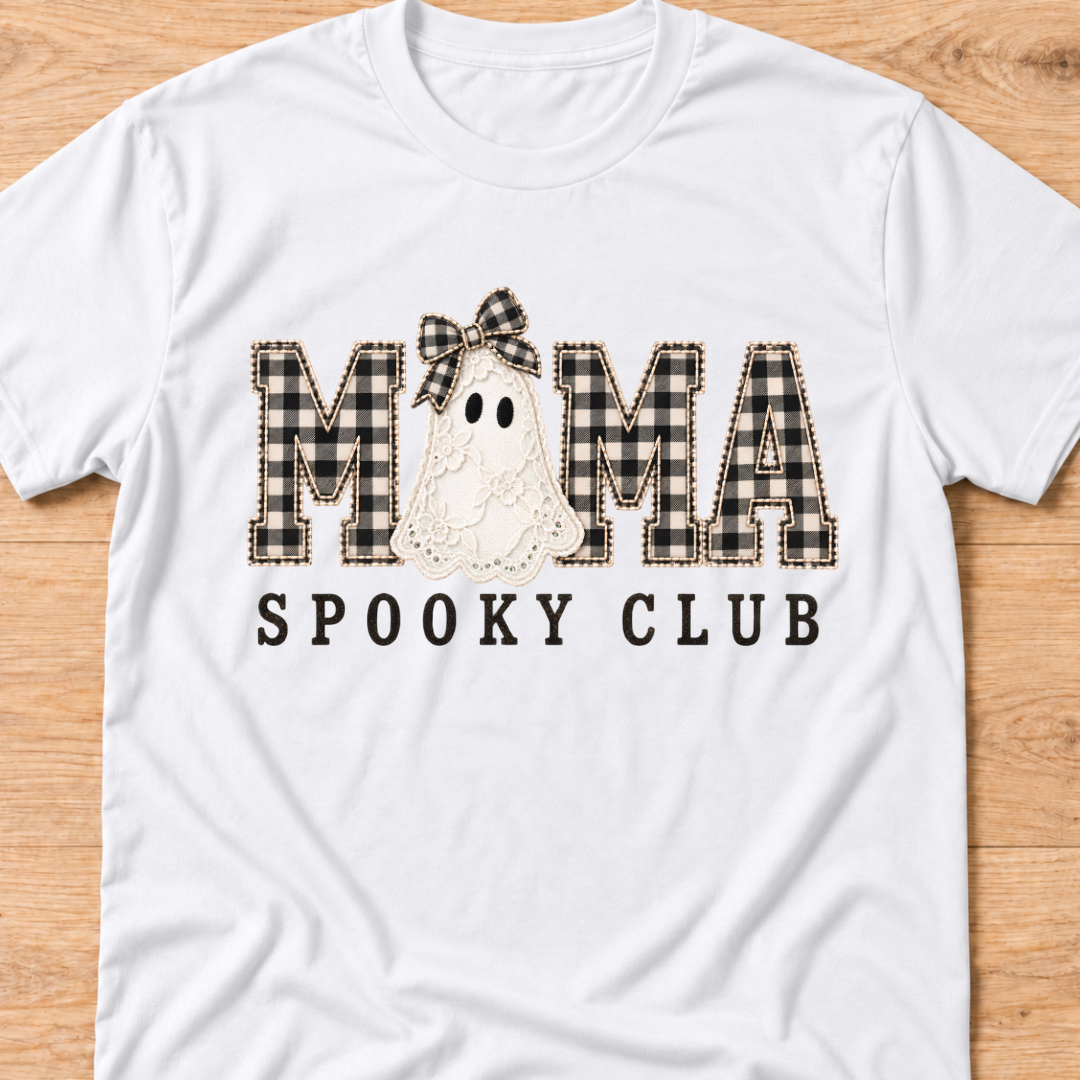Mama Spooky Club Plaid T‑Shirt