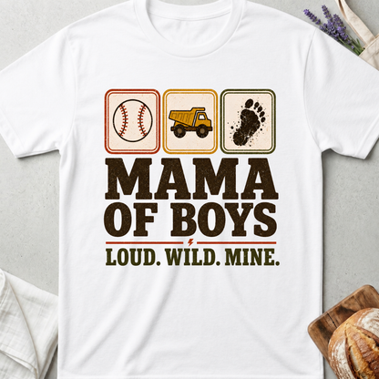 Mama of Boys Loud Wild Mine Stamps T-shirt