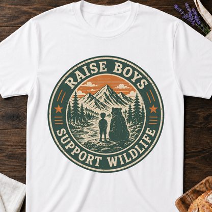 Raise Boys Support Wildlife Shirt | Funny Boy Mom Nature Tee