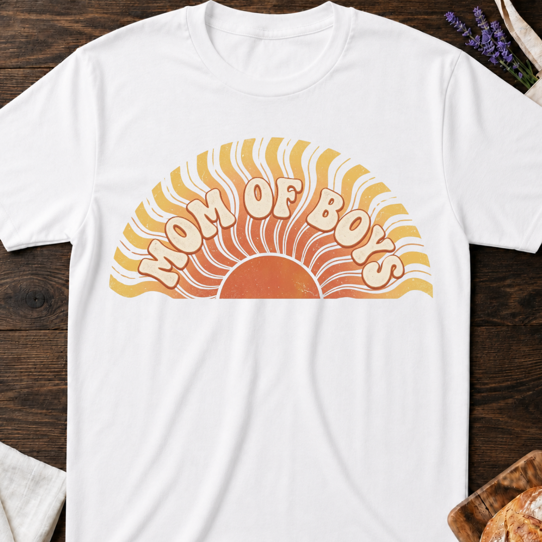 Mom Of Boys Retro Sunset T-shirt