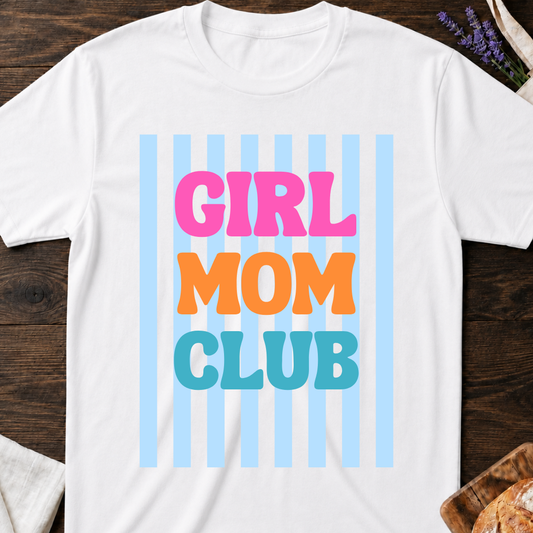 Girl Mom Club Colorful Striped T-Shirt