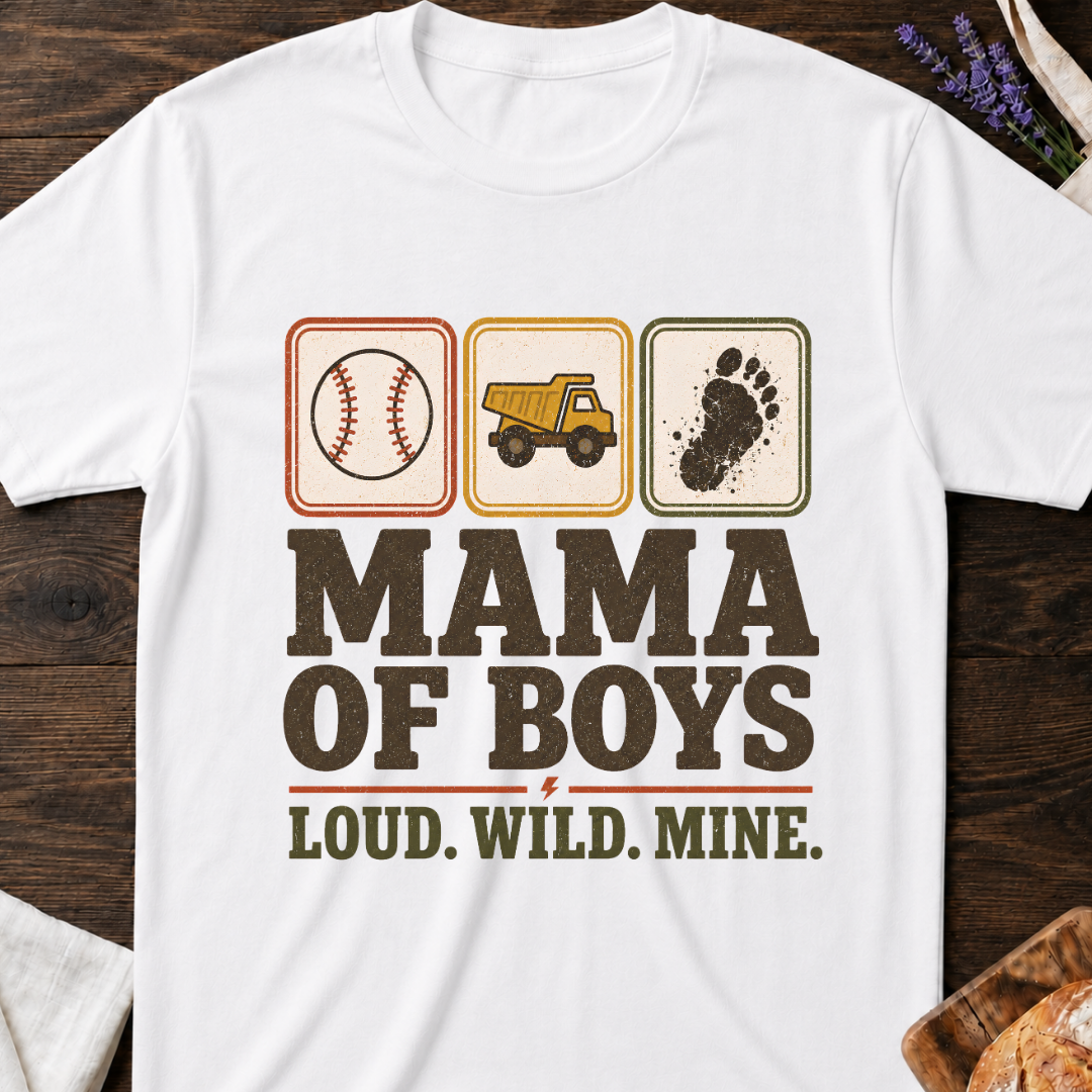 Mama of Boys Loud Wild Mine Stamps T-shirt